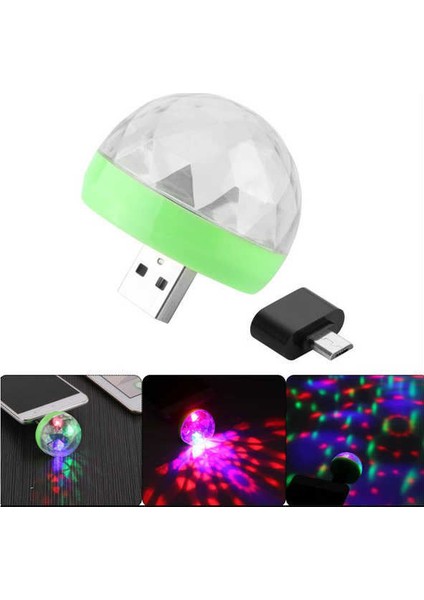 4W USB Müzik Ritimli Ledli Sihirli Disko Topu Mikro USB Otg Adaptörü