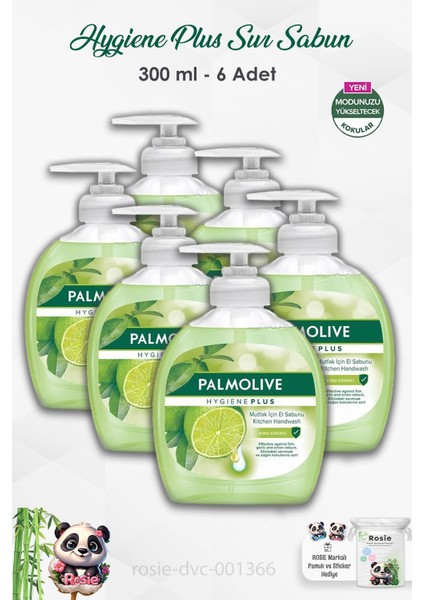 6'lı Set Palmolive Hygiene Plus Koku Giderici Sıvı Sabun 300 ml ve Rosıe