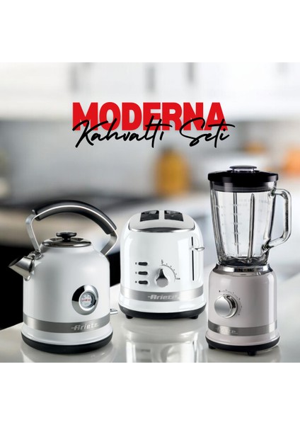 Moderna Kahvaltı Seti Su Isıtıcı Kettle + Smoothie Cam Blender + Ekmek Kızartma Makinesi Seti Beyaz fiyatları