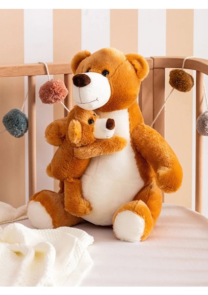 Lcw Home Kahverengi Anne ve Yavru Ayıcık Figürlü Dolgulu Pelüş Bebek Kırlent 42 cm