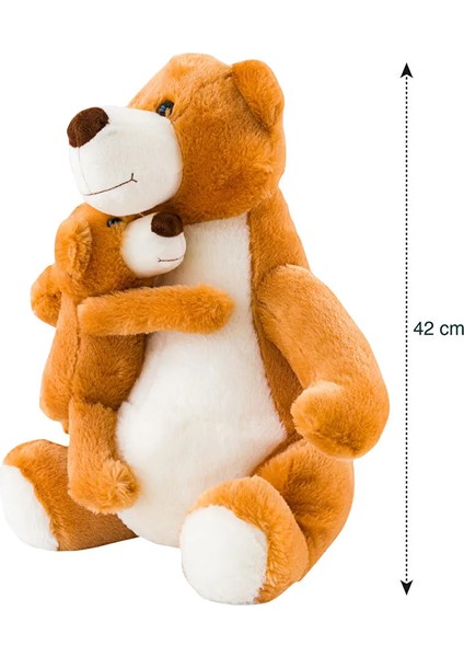 Lcw Home Kahverengi Anne ve Yavru Ayıcık Figürlü Dolgulu Pelüş Bebek Kırlent 42 cm