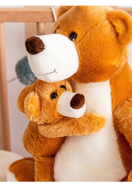 Lcw Home Kahverengi Anne ve Yavru Ayıcık Figürlü Dolgulu Pelüş Bebek Kırlent 42 cm
