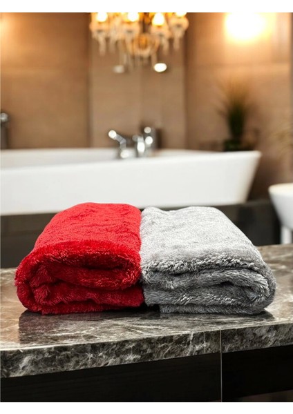 Lux Parlatma ve Cila Bezi 2’li Gri ve Kırmızı 40X40 cm - Velvet Shine