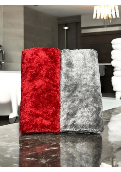 Lux Parlatma ve Cila Bezi 2’li Gri ve Kırmızı 40X40 cm - Velvet Shine