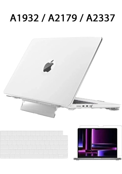 Macbook Air 13" 2020 M1 Çip A2337/A1932/A2179 Uyumlu Standlı Kılıf + Klavye Kılıfı + Ekran Koruyucu