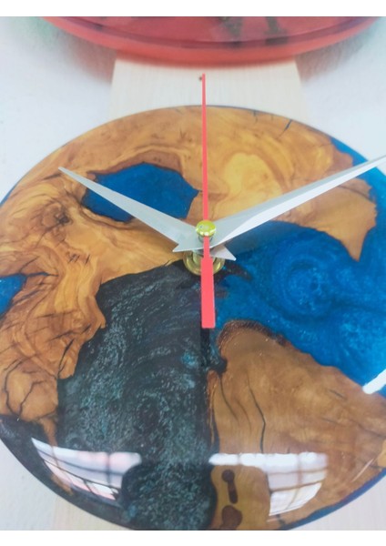 12CM Çap-El Yapımı Epoksi ve Ahşap Duvar Saati