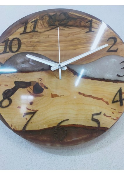 30CM Çap-El Yapımı Epoksi ve Ahşap Duvar Saati