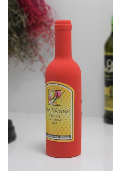 Şişe Tirbuşon Seti Şaraplık Kırmızı Şişe Tasarımlı fiyatları