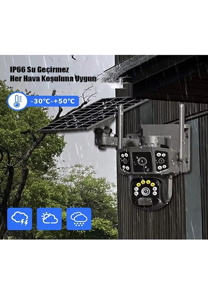 Solar Kamera Güneş Enerjili 1080P Full Hd Çift Kameralı Extra LED Alarm Ses Akıllı Güvenlik Kamerası indirimleri