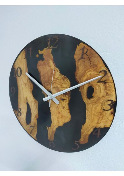 40CM Çap-El Yapımı Epoksi ve Ahşap Duvar Saati