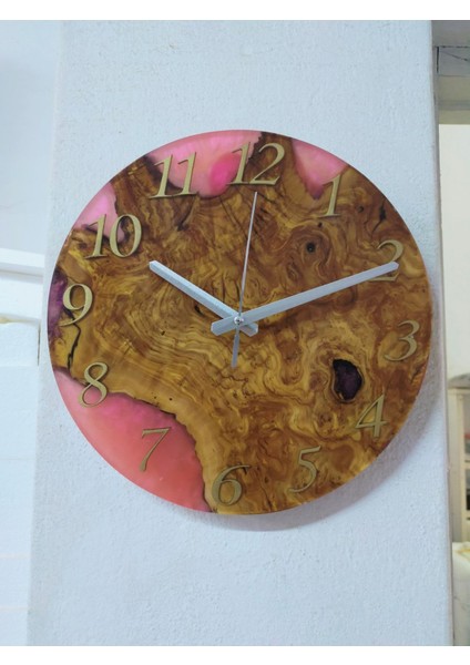 25CM Çap-El Yapımı Epoksi ve Ahşap Duvar Saati
