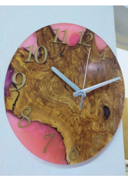 25CM Çap-El Yapımı Epoksi ve Ahşap Duvar Saati