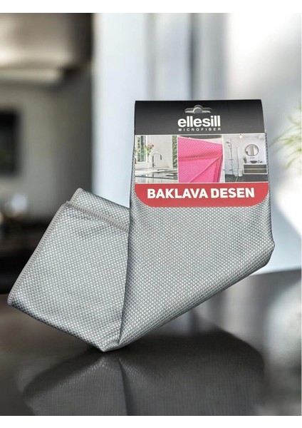 Baklava Desen Mikrofiber Bez Gri Renk - (1 Adet)