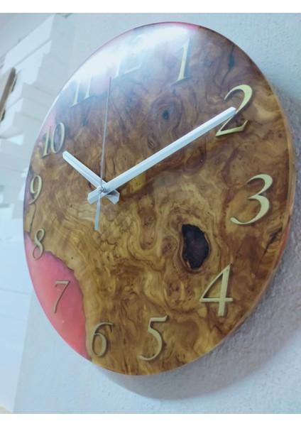 25CM Çap-El Yapımı Epoksi ve Ahşap Duvar Saati