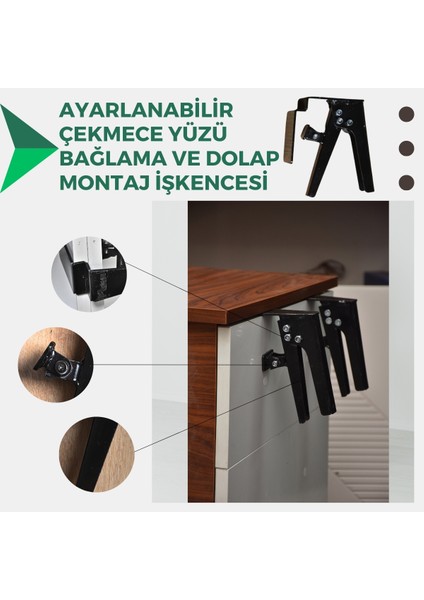 Ayarlanabilir Çekmece Yüzü ve Dolap Montaj işkencesi Tekli