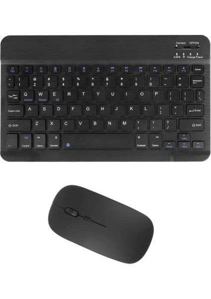 Amazon Fire 7 7" Uyumlu Kablosuz Bluetooth Şarj Edilebilir Klavye Mouse Seti - Siyah