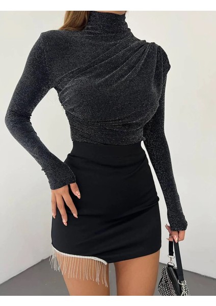 Kadın Dik Yaka Büzgülü Bluz modelleri