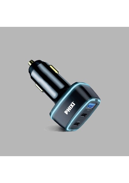 Oto Çakmaklık Şarjı Süper Hızlı 75W Üç Çıkışlı Pd Araç Şarj Başlığı