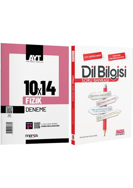 AYT Fizik 10 Deneme - AKM Dil Bilgisi Soru Bankası 2 Kitap