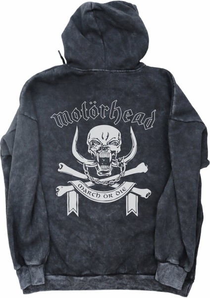 Unisex Motörhead Sırt Baskılı Kapüşonlu Yıkamalı Sweatshirt, Oversize Rock Band Baskılı Hoodie modelleri
