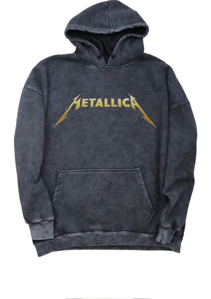 Unisex Kılıç Metallica Sırt Baskılı Kapüşonlu Yıkamalı Sweatshirt,oversize Rock Band Baskılı Hoodie fiyatları
