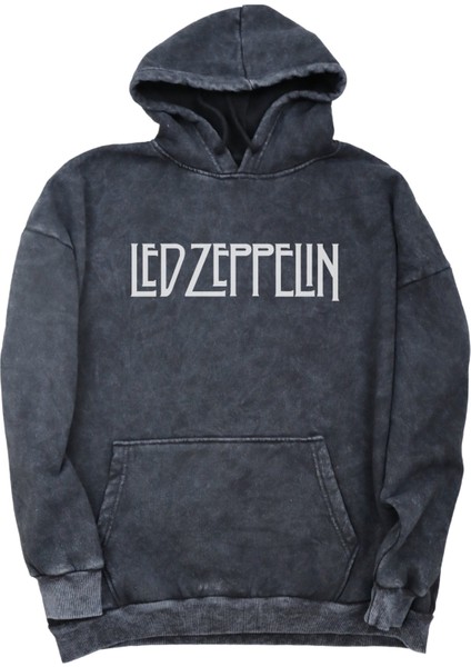 Unisex LED Zeppelin Sırt Baskılı Kapüşonlu Yıkamalı Sweatshirt, Oversize Rock Band Baskılı Hoodie fiyatları