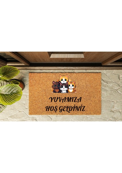 Kapı Önü Paspası Özel Tasarım Koko Model Kediler PK-1605 indirimleri