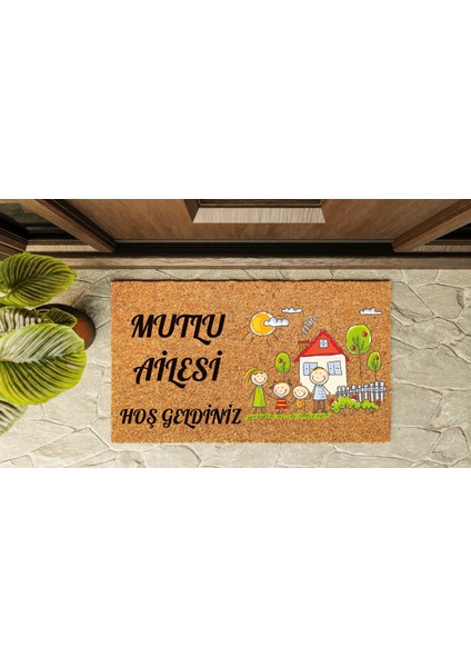Kapı Önü Paspası Kişiye Özel Yazı Yazılır Koko Model Mutlu Aile PK-1571 indirimleri