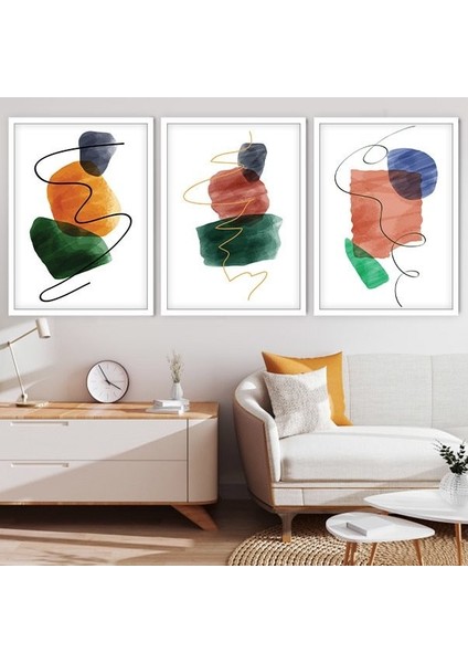 Çizgisel 4 Üçlü Çerçeve ve Poster Seti - C1041 modelleri