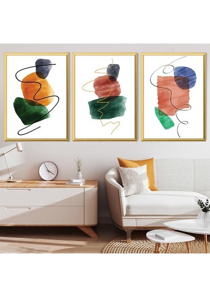 Çizgisel 4 Üçlü Çerçeve ve Poster Seti - C1041 fırsatları