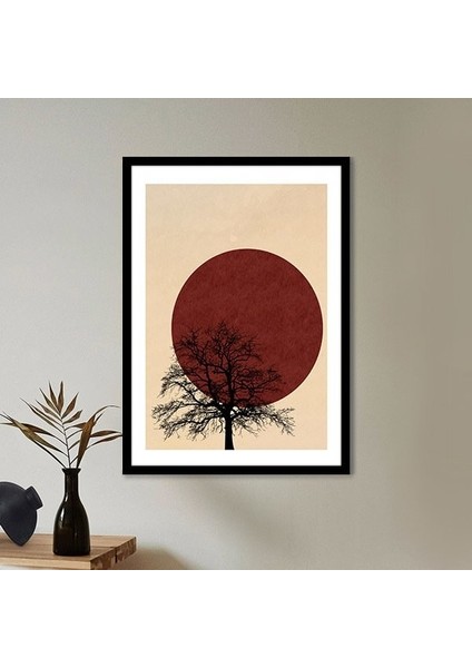 Kızıl Güneş ve Ağaç 3 Çerçeve ve Poster - IL1048
