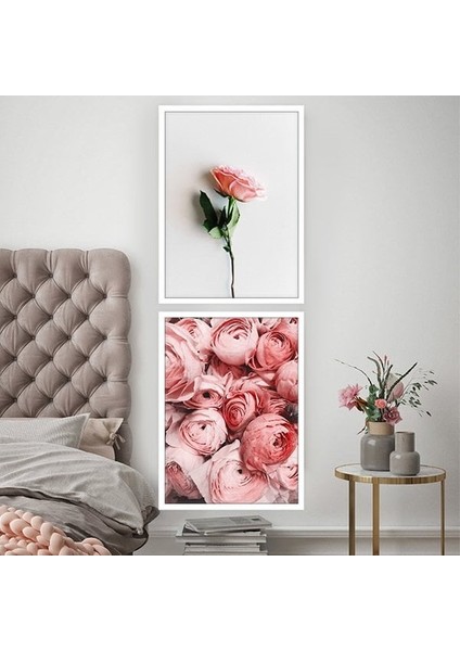Pembe Güller Ikili Çerçeve ve Poster Seti- B1030 modelleri