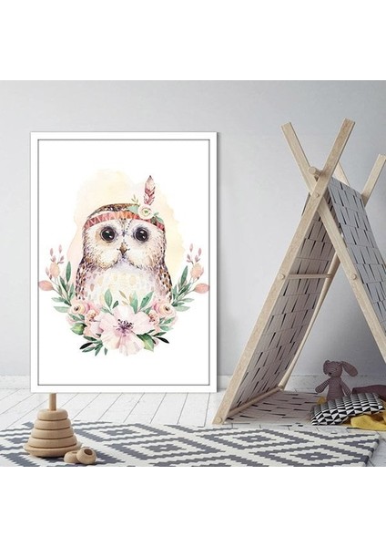 Çiçekli Baykuş 1 Çerçeve ve Poster - HA1056
