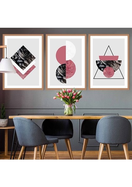 Geometrik Çizgiler 2 Üçlü Çerçeve ve Poster Seti - C1007