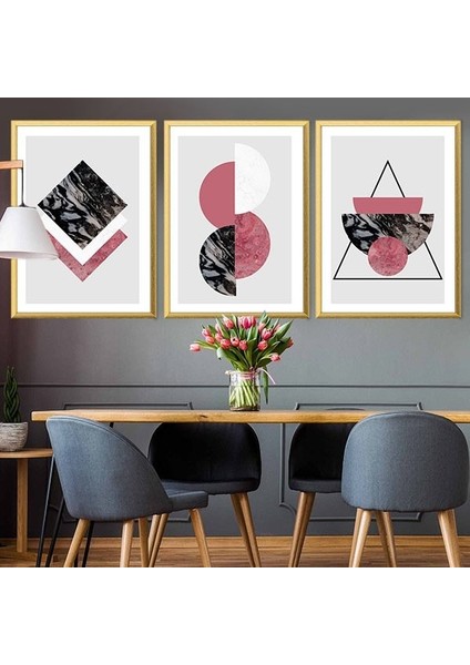 Geometrik Çizgiler 2 Üçlü Çerçeve ve Poster Seti - C1007 modelleri