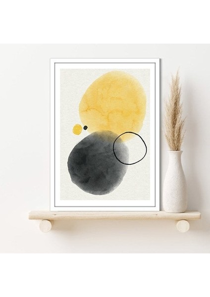 Sarı & Gri & Siyah Geometrik Lekeler 1 Çerçeve ve Poster - C1066 modelleri