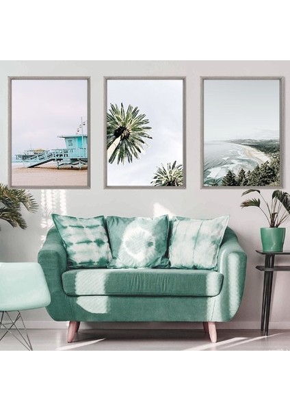 Palmiye ve Kumsal Üçlü Çerçeve ve Poster Seti - DO1022 modelleri