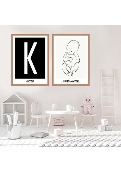 Bebek Çizim & Baş Harfi 5 Ikili Çerçeve ve Poster Seti - HA1019