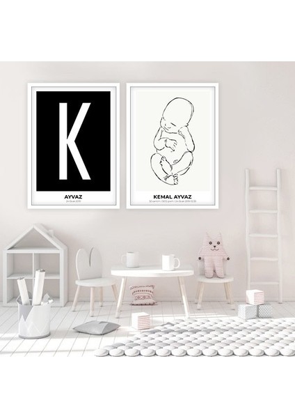 Bebek Çizim & Baş Harfi 5 Ikili Çerçeve ve Poster Seti - HA1019 fiyatları