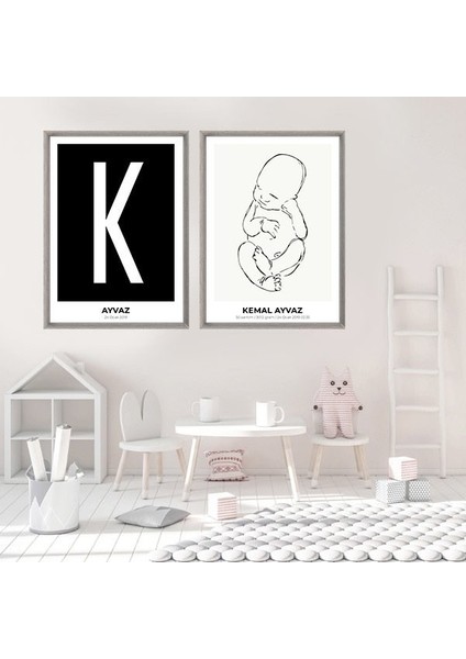 Bebek Çizim & Baş Harfi 5 Ikili Çerçeve ve Poster Seti - HA1019 fırsatları