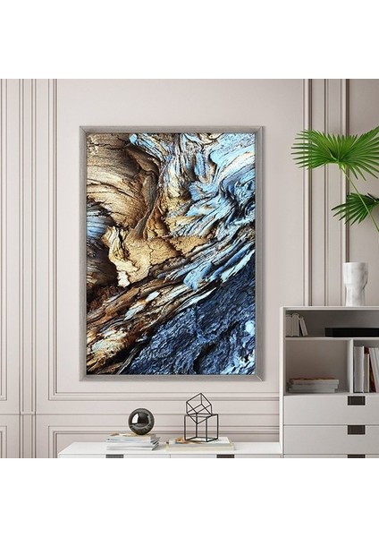 Lacivert & Gold Kaya Dokusu 1 Çerçeve ve Poster - DK1020 fırsatları