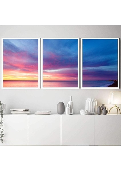 Gün Batımı Üçlü Çerçeve ve Poster Seti - DO1015