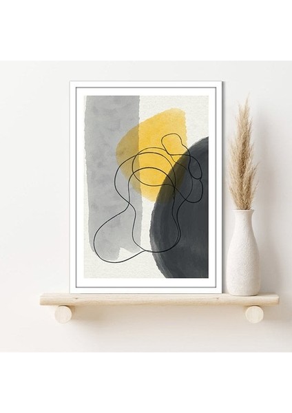 Sarı & Gri & Siyah Geometrik Lekeler 3 Çerçeve ve Poster - C1068 fiyatları