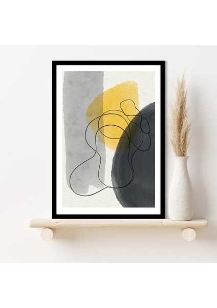 Sarı & Gri & Siyah Geometrik Lekeler 3 Çerçeve ve Poster - C1068 fırsatları