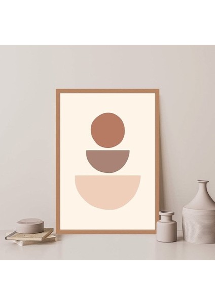 Bej Tonlarda Geometrik Desenler 1 Çerçeve ve Poster - C1091