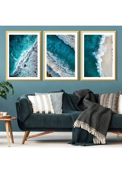 Dalgalar 1 Üçlü Çerçeve ve Poster Seti - DO1020 fırsatları