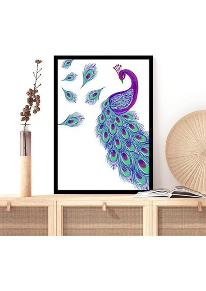 Mor & Yeşil Tavus Kuşu 1 Çerçeve ve Poster - H1041 fırsatları