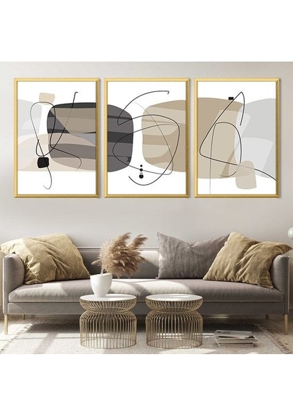 Geometrik Çizgiler 1 Üçlü Çerçeve ve Poster Seti - C1006 fırsatları