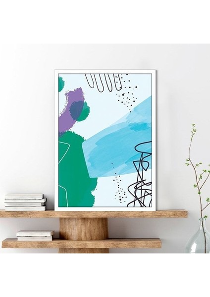 Mavi - Yeşil - Mor Geometrik Lekeler 1 Çerçeve ve Poster - C1262 fiyatları