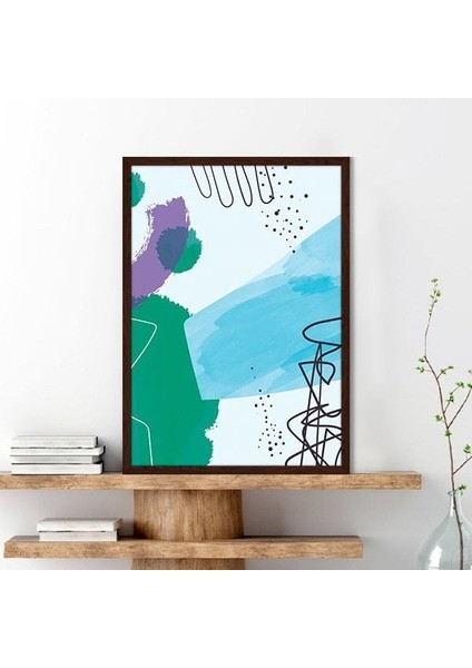 Mavi - Yeşil - Mor Geometrik Lekeler 1 Çerçeve ve Poster - C1262 fırsatları